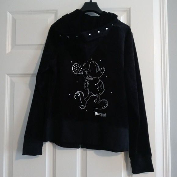 Disney Parks Mickey Mouse Black Velour Hoodie - Picture 4 of 5